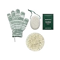 EcoTools Limited Edition Snowy Glow Kit, Bath & Shower Accessories, Shower Gloves, Dry Body Brush, Foot Pumice Stone, & Foot Soak, Eco Friendly Self-Care, Vegan & Cruelty-Free, 4 Piece Gift Set