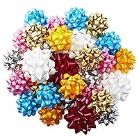 Gift Bow Assortment (30, 2 Sizes) Red, White, Pink, Blue, Yellow, Silver, Gold for Christmas, Hanukkah, Birthdays, Weddings, Baby Showers
