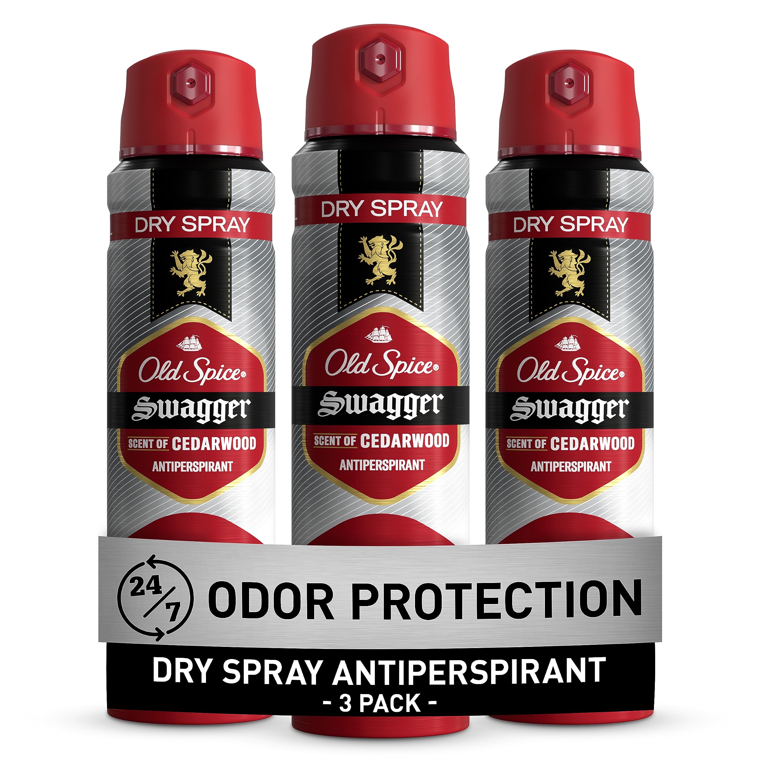 Old Spice Antiperspirant and Deodorant for Men, Invisible Dry Spray, Stronger Swagger Scent, 4.3 Oz, Pack of 3