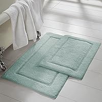 Modern Threads - 2-Pack Luxury Bath Mat Set - Solid Loop Soft Combed Cotton - Non-Slip Backing for Restroom Floors - 17-inch x 24-inch & 21-inch x 34-inch Absorbent Bathroom Mats