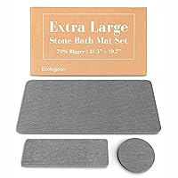 Ecologician XL Stone Bath MAT Super Absorbent Set - 100% Pure Diatomaceous Earth Bath Mat Large Set of 3 Quick Drying, Non-Slip & Easy to Clean Stone Bath Mat Large (31.5
