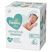 Baby Wipes, Pampers Sensitive Water Based Baby Diaper Wipes, Hypoallergenic and Unscented, 8 Pop-Top Packs, 576 Total Wipes (Packaging May Vary)