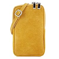 modamoda de - T197 - ital. Leder Umhänge- / Handytasche Klein, Colour:Mustard Yellow