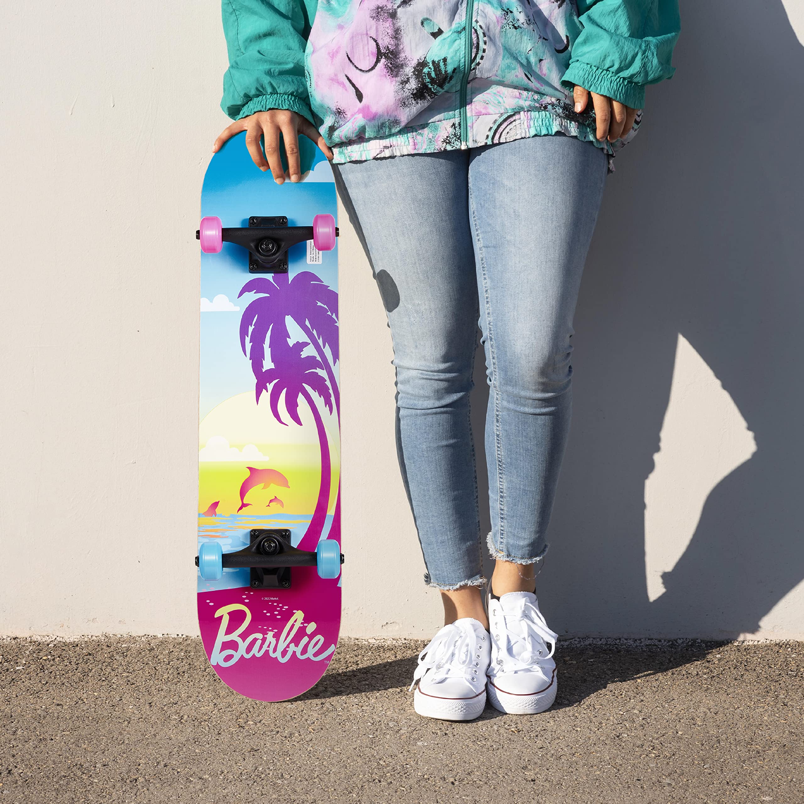 Barbie Skateboard with Printed Graphic Grip Tape - Great for Kids and Teens, Cruiser Skateboard with ABEC 5 Bearings, Durable Deck, Smooth Wheels