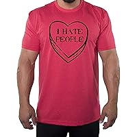 I Hate Valentine's Day Shirts, Men Crew Neck T-Shirts Stupid Cupid Graphic Tee - I Hate People