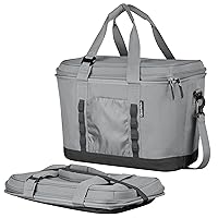 CleverMade Pacifica Collapsible Cooler Bag, 50 Can - Structured, Leakproof Coolers for Travel with Shoulder Strap & Bottle Opener - Soft-Sided, Insulated Camping Cooler: Grey/Charcoal