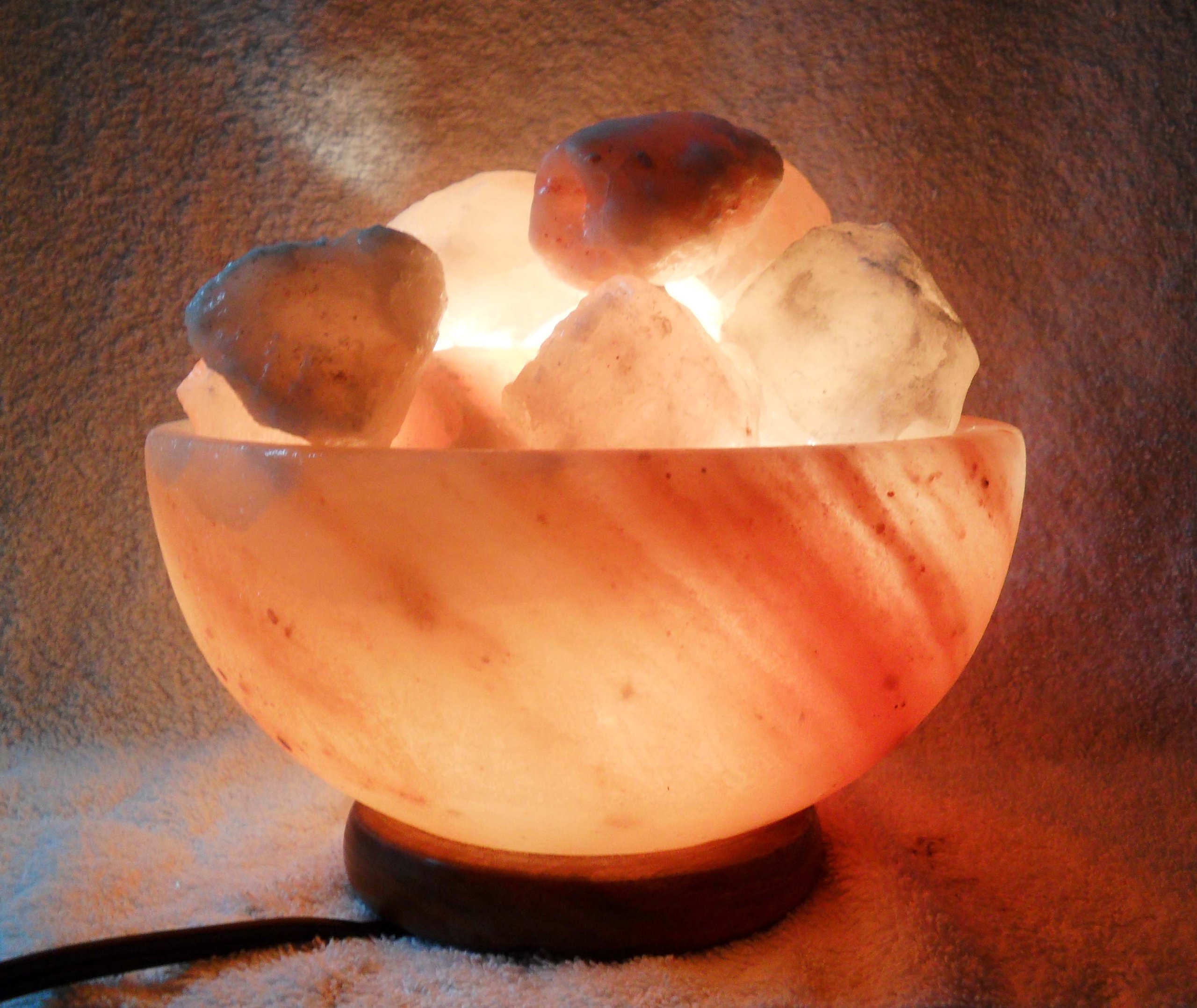 2 Himalayan Fire Bowls Crystal Salt Lamp Filled with Rock Salt