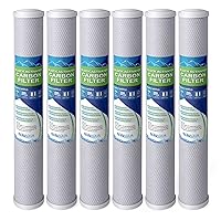 Standard Whole House Coconut Shell Carbon Block 5 Micron Water Filter 20” x 2.5” Fits 20” x 2.5” Housings. Remove Chlorine and Bad Odor. Compatible with C1-20, HX-CB-25-2010, F3WCB32 Pack of 6