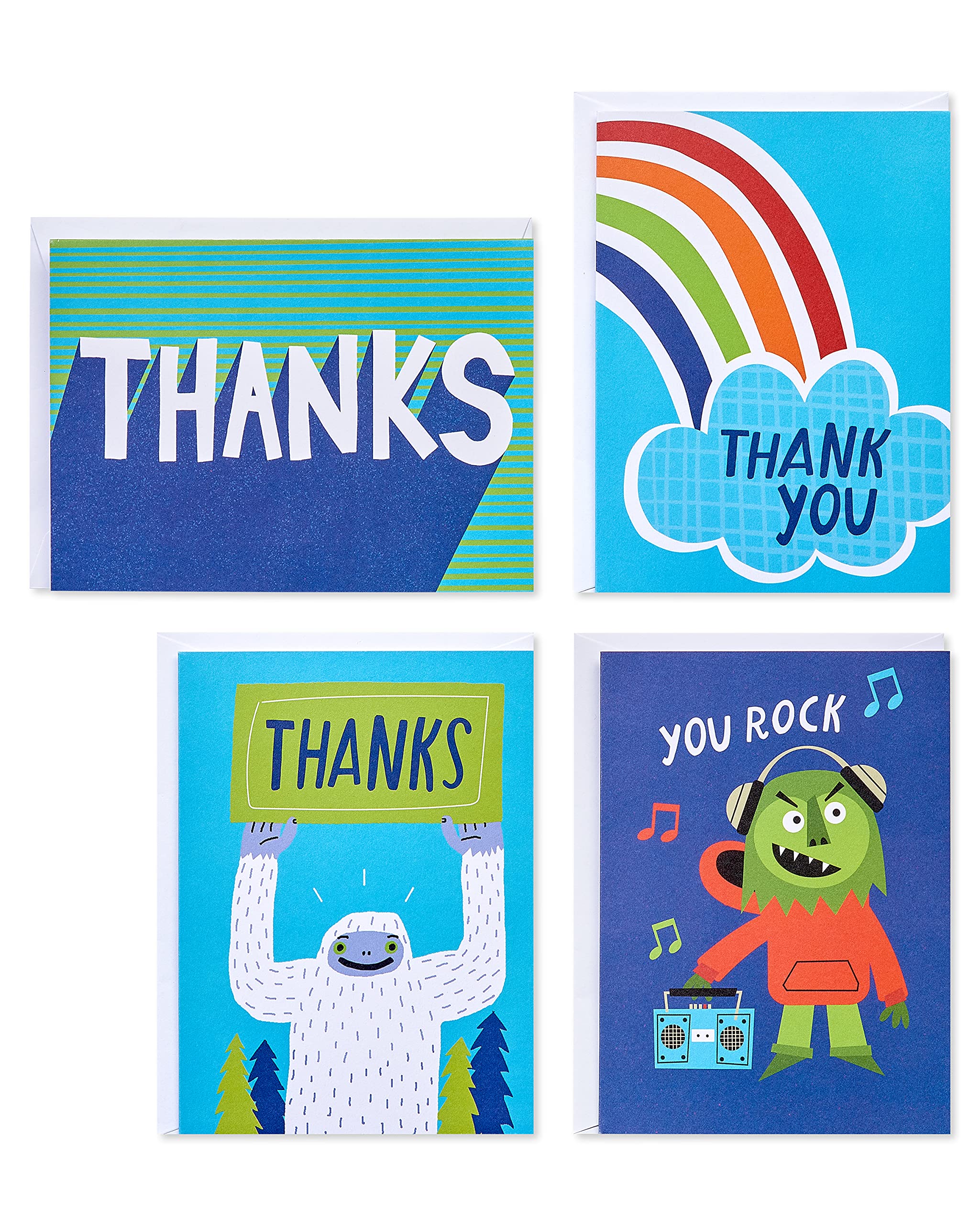 American Greetings Thank You Cards with Envelopes for Kids, Bright Blue (48-Count)