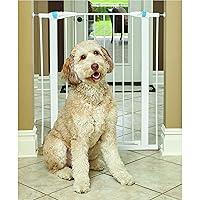 MidWest Homes for Pets Pet Gate | 39' High Walk-thru Steel Pet Gate by 29' to 38' Wide in Soft White w/ Glow Frame, X-Tall
