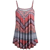 BEPEI Women Loose Casual Summer Pleated Flowy Sleeveless Camisole Tank Tops