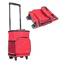 dbest products Ultra Compact Cooler Smart Cart, Red Insulated Collapsible Rolling Tailgate BBQ Beach Summer