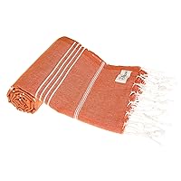 Bersuse 100% Cotton Anatolia Turkish Towel - 37x70 Inches, Dark Orange