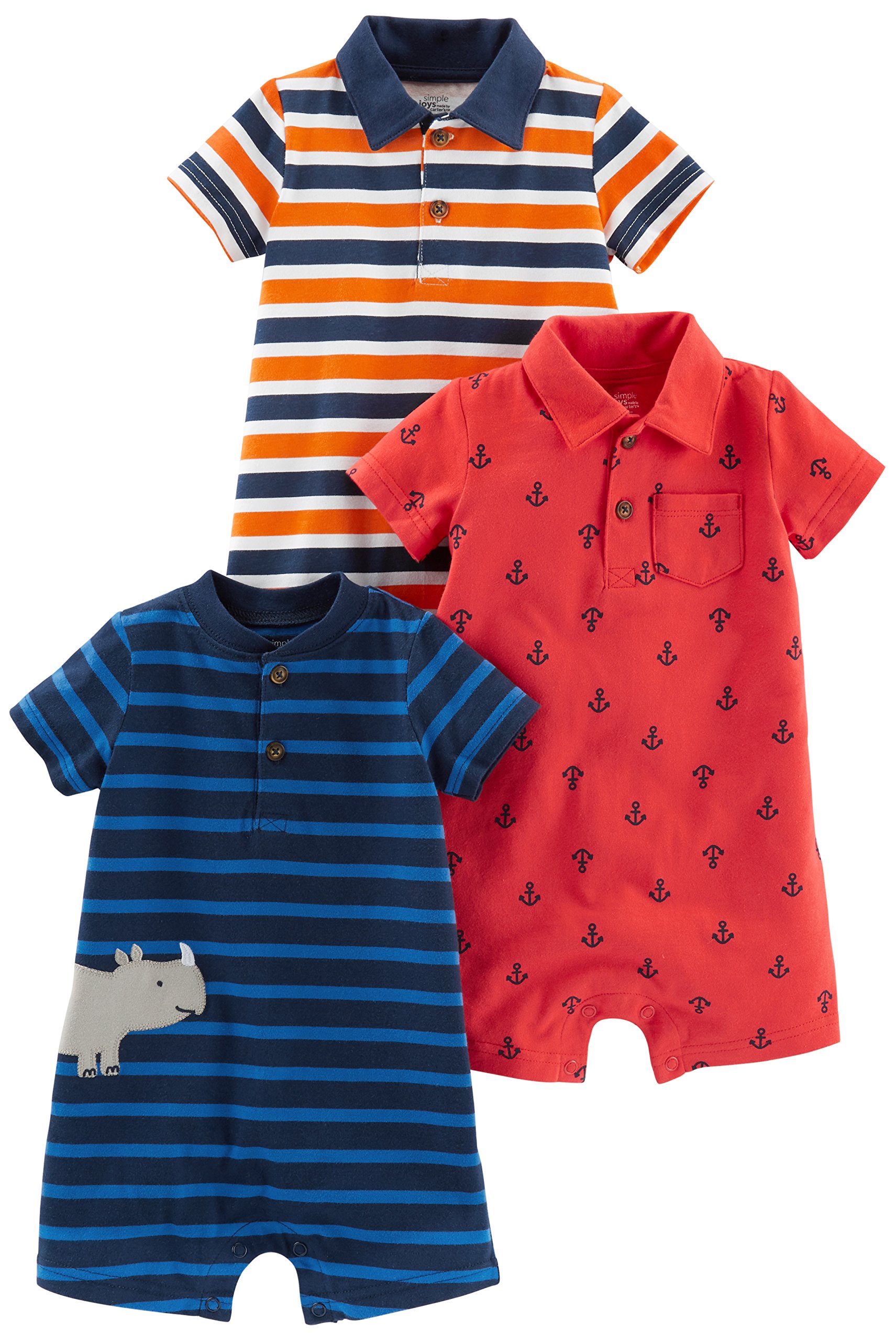 Simple Joys by Carter's Baby Boys' Rompers, Pack of 3