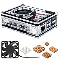 Miuzei Case for Raspberry Pi 5 with Fan Cooling and 4 Pcs Copper Heatsinks Clear Case for Pi 5B Model B 8GB/4GB, Support Official Pi 5 Active Cooler Clear (No Pi Board)