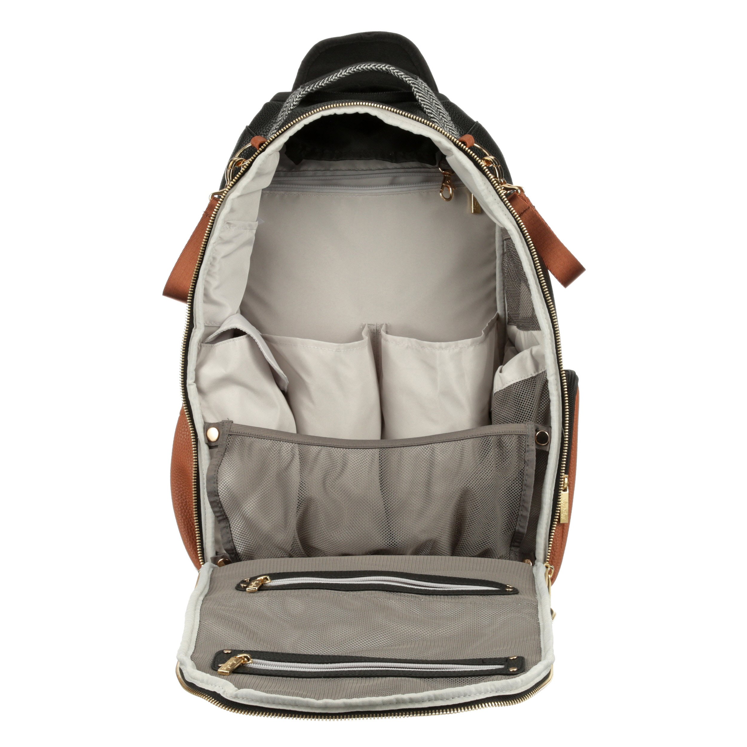 Itzy Ritzy Diaper Bag - Large Capacity Boss Backpack Diaper Bag Featuring Bottle Pockets, Changing Pad, Stroller Clips & Comfortable Straps, Coffee And Cream