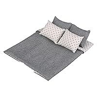 Dollhouse Bedding, 5 Piece Set with Comforter & Pillows, Blanket, Realistic Bedroom Accessories for 12 inch Dolls, 1/6 Scale