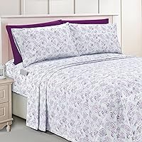 Elegant Comfort Luxury Soft Bed Sheets Paisley Pattern - 1500 Premium Hotel Quality Microfiber Softness Wrinkle and Fade Resistant (6-Piece) Bedding Set, Queen, Paisley Purple