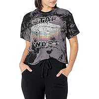 Star Wars Retro Color Women's Fast Fashion Short Sleeve Tee Shirt, Black/Charcoal, Small