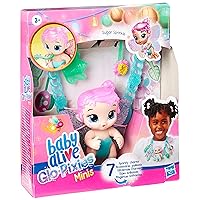 Baby Alive Glo Pixies Minis Carry ‘n Care Necklace, Sugar Sprinkle, 3.75-Inch Pixie Doll Toy with Doll Carrier and Nurturing Charm Necklace