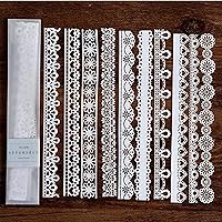10pcs Paper Die Cuts Scrapbook Stickers, Cuttting Dies Decorative Paper Lace Butterfly Leave White Cardstock Scrapbook DIY Card Photo Frame Album Handmade Crafts Card Making (Long lace)