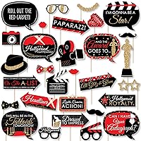 Big Dot of Happiness Funny Red Carpet Hollywood - Movie Night Party Photo Booth Props Kit - 30 Count