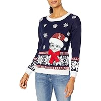 Blizzard Bay Women's Christmas Cat Crew Neck Sweater