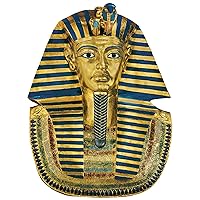 Design Toscano Egyptian King Tutankhamen Sarcophagus Mask Wall Sculpture, Faux Gold, 16.50