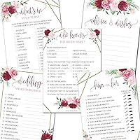 Papery Pop Bridal Shower Games - 5 Activities for 50 Guests - Double Sided Games - Rose Gold