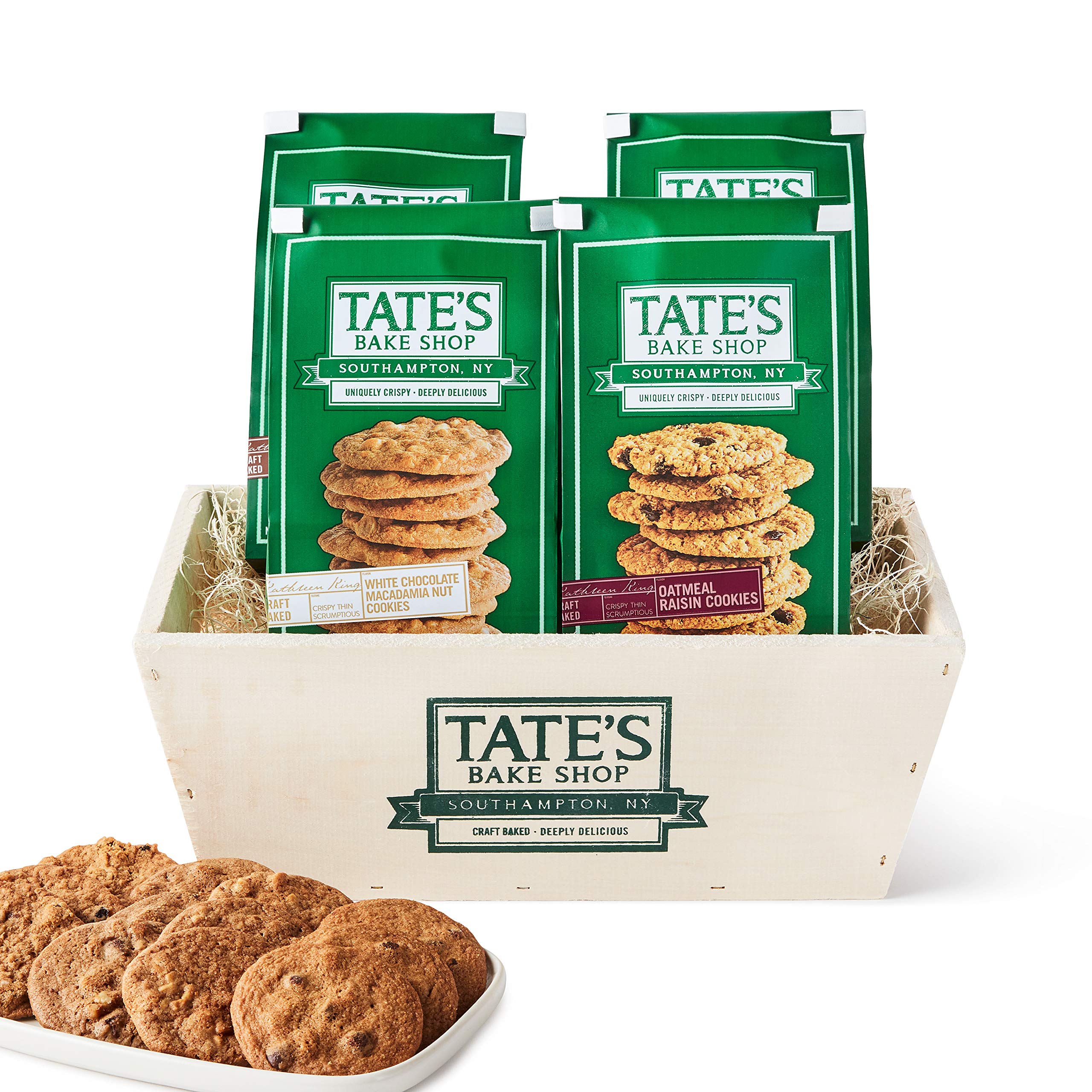 Tate's Bake Shop Cookies, Variety Gift Basket, 7 Oz, 4 Count (Chocolate Chip, Walnut Chocolate Chip, Oatmeal Raisin, White Chocolate Macadamia ...