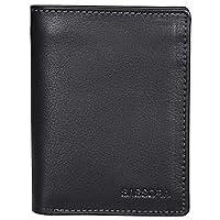 Genuine Leather Small Notecase for Men & Women, Black, S, Classic