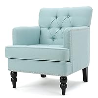 Christopher Knight Home Malone Fabric Club Chair, Light Blue 29.5D x 28W x 33.5H Inch