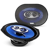 Pyle 6” x 9” Car Sound Speaker (Pair) - Upgraded Blue Poly Injection Cone 4-Way 400 Watts w/ Non-fatiguing Butyl Rubber Surround 50 - 20Khz Frequency Response 4 Ohm & 1.25” ASV Voice Coil