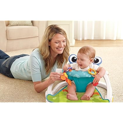 Fisher-Price Portable Baby Chair Sit-Me-Up Floor Seat with Bpa-Free Teether and Crinkle Toy, Froggy Seat Pad