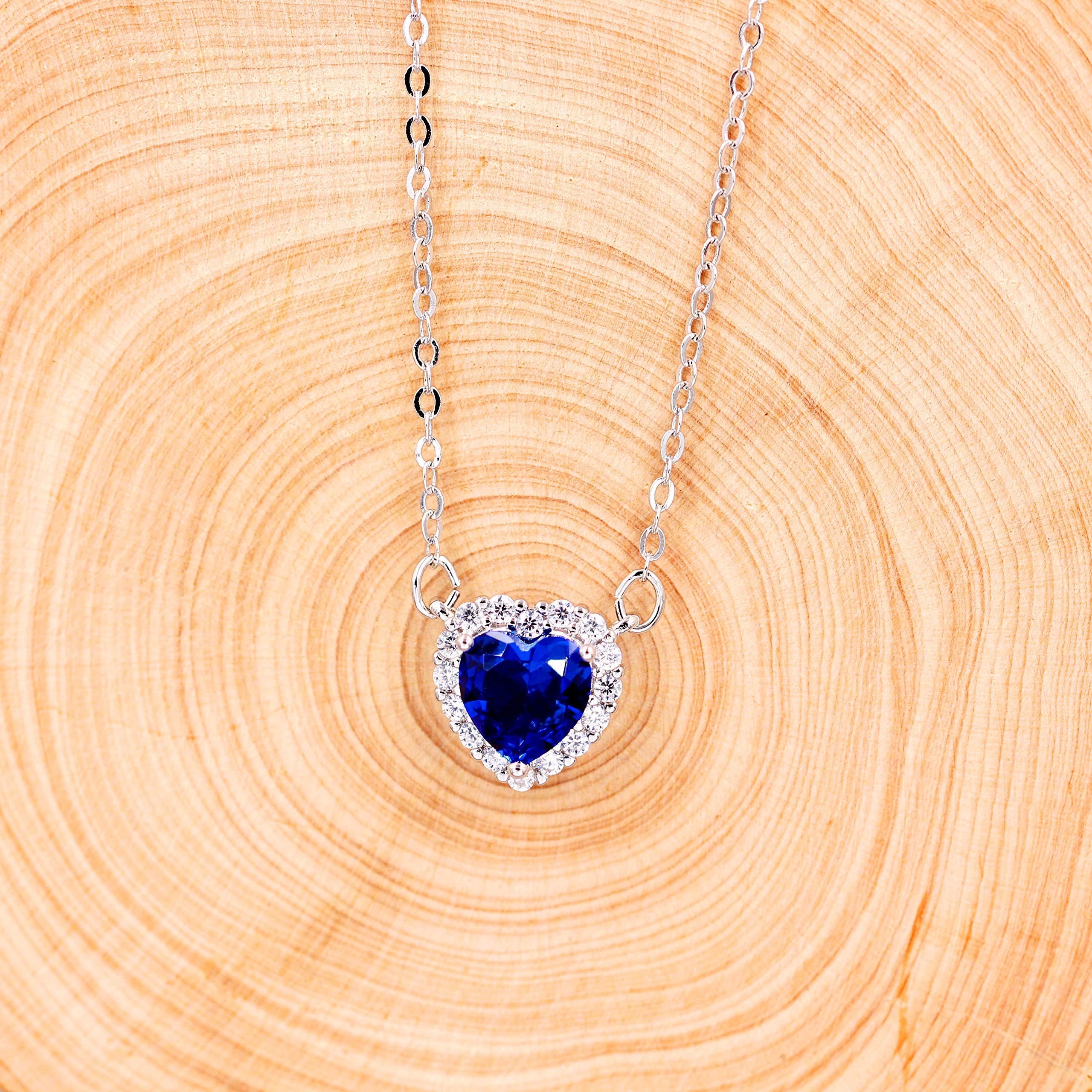 Uloveido Platinum Plated Titanic Ocean Blue Heart Pendant Crystal Choker Necklace for Women Girls Mother's Day Jewelry Gifts Y893