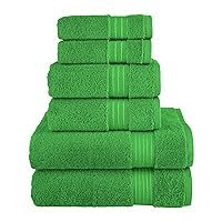 Elegant Comfort Premium Cotton 6-Piece Towel Set, Includes 2 Washcloths, 2 Hand Towels and 2 Bath Towels, 100% Turkish Cotton - Highly Absorbent and Super Soft Towels for Bathroom, Emerald Green