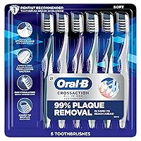 Oral-B CrossAction All In One Soft Toothbrushes, Deep Plaque Removal, 6 Count, (Pack of 1)