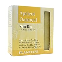 Plantlife Apricot Oatmeal Bar Soap - Moisturizing and Soothing Soap for Your Skin - Hand Crafted Using Plant-Based Ingredients - Made in California 4oz Bar