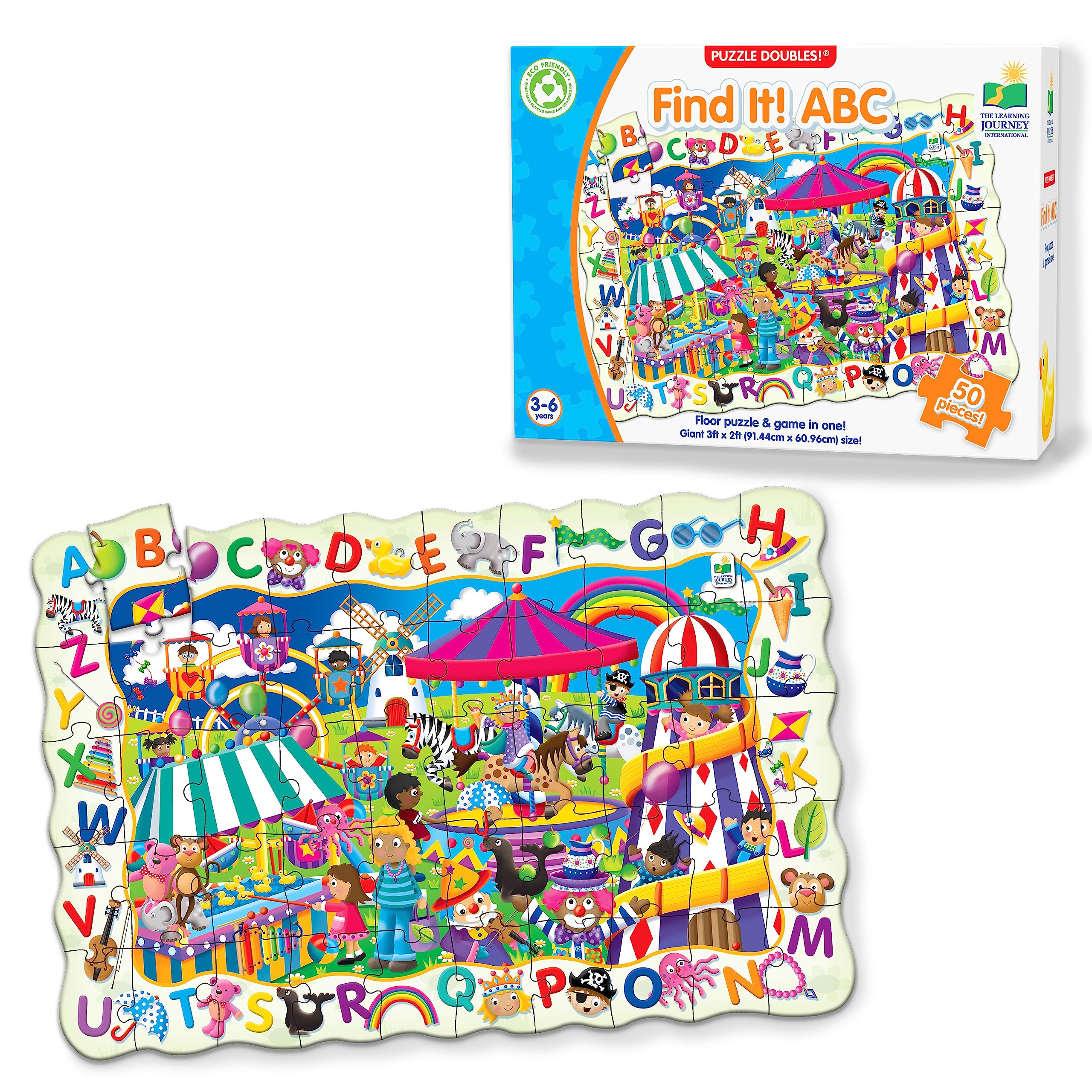 The Learning Journey Puzzle Doubles - Find It! ABC - Large Floor Puzzle For Kids Ages 3-5, ABC Puzzles For Kids Ages 3-5, Alphabet Puzzle, Award Winning Educational Toys