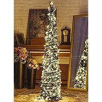 Pop-Up Artificial Christmas Tree with 100LED Lights,Collapsible Pencil Christmas Trees for Holiday Carnival Party Christmas Decorations (Green)