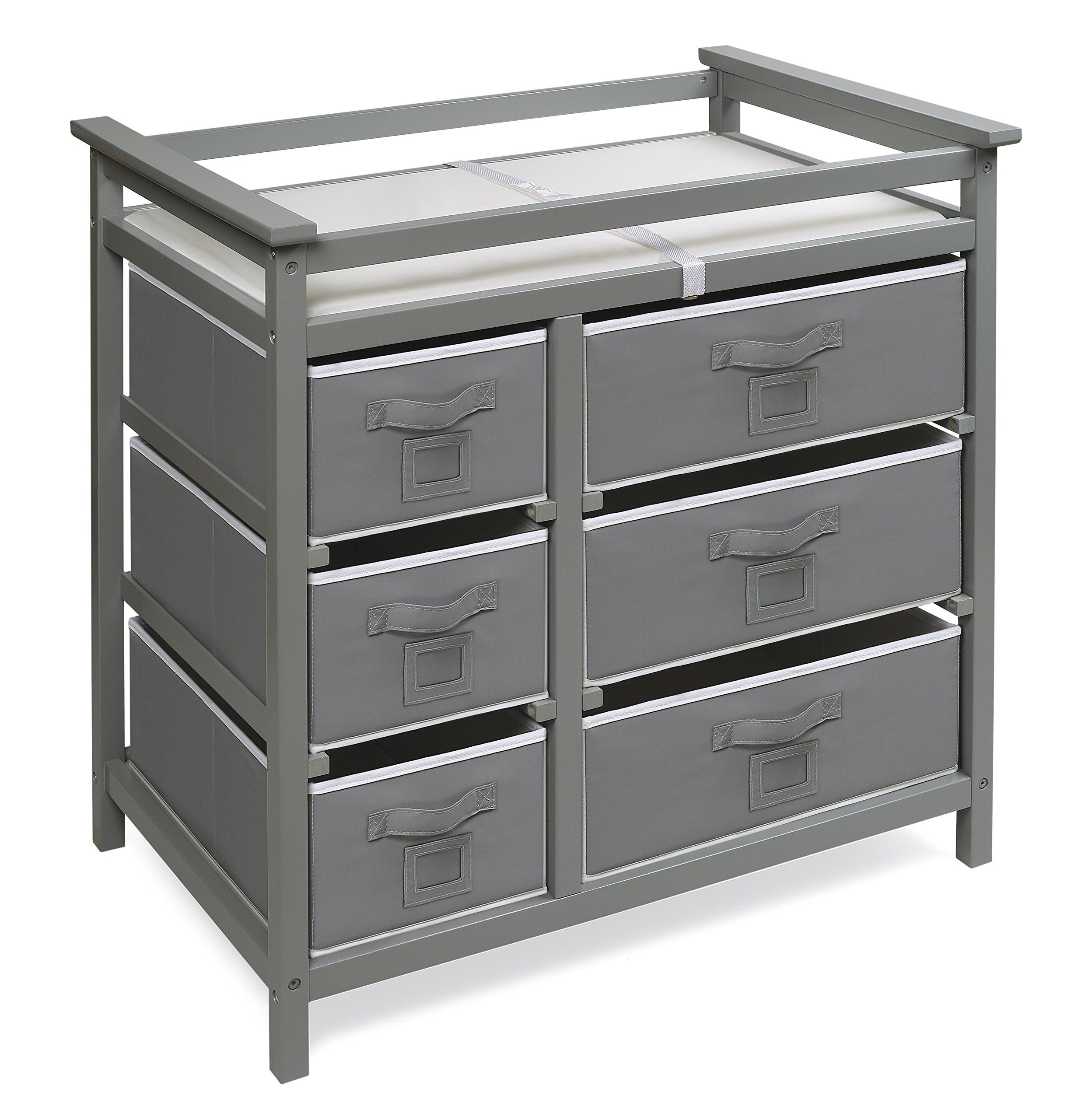 Modern Baby Changing Table with 6 Storage Baskets and Pad