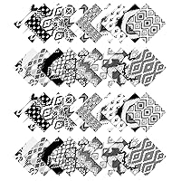 Soimoi Ikat Print Precut 5-inch Cotton Fabric Quilting Squares Charm Pack DIY Patchwork Sewing Craft- White & Black