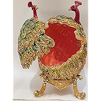 HANDMADE Lovers Russian Eggs Faberge Ornaments Gift Box Collectible Animal Figurine Faberge Egg Style Jewelry Trinket Box for Wedding Gift for Couples who have everything Home Decor for New Home 24k