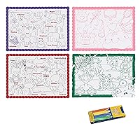 Hoffmaster 326190 Color-Me Placemat Combo with Crayons, 14
