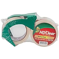 Duck HD Clear Packing Tape with Resuable Dispenser - 2 Rolls, 109 Yards - Heavy Duty Packaging Tape for Shipping, Moving & Storage - Clear Packing Tape for Boxes - 1.88 In. x 54.6 Yd. (393184)