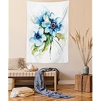Ambesonne Watercolor Flower Tapestry, Pale Colored Summer Season Leaves Bouquet Nature Image Print, Wall Hanging for Bedroom Living Room Dorm Decor, 60