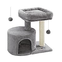 Feandrea Cat Tree, Cat Tower with Sisal-Covered Scratching Post, Cat Condo with Padded Perch, for Small Spaces, Kittens, Light Gray UPCT50W