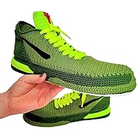 Ko_be Mamba 8 24 Bryant Green Christmas Slippers, Retro Basketball Protro Shoes 2020, Knitted The Grinchs Sneakers, Handmade Custom Home Shoes Slippers (US SIZE - 10 (MEN))