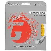 Gamma Synthetic Gut Series Tennis Racket String - Balance Of Playability And Extra Durability For All Playing Levels & Styles - 16, 17 or 18 Gauge (Black, Gold, Optic Yellow, Red, Royal Blue, White)