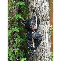 Black Bear Cub Climbing Tree on A Rope Figurine/ Cottage Cabin Ornament/ Bear Lovers/ Fence Tree Yard Bear Decor, Busy Climbing Bear Cub, 1234